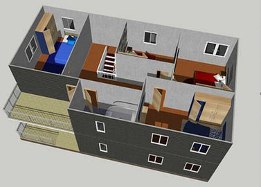 Dos pisos reman la prueba casera de acero del viento de la casa de planta baja prefabricada residencial para la familia